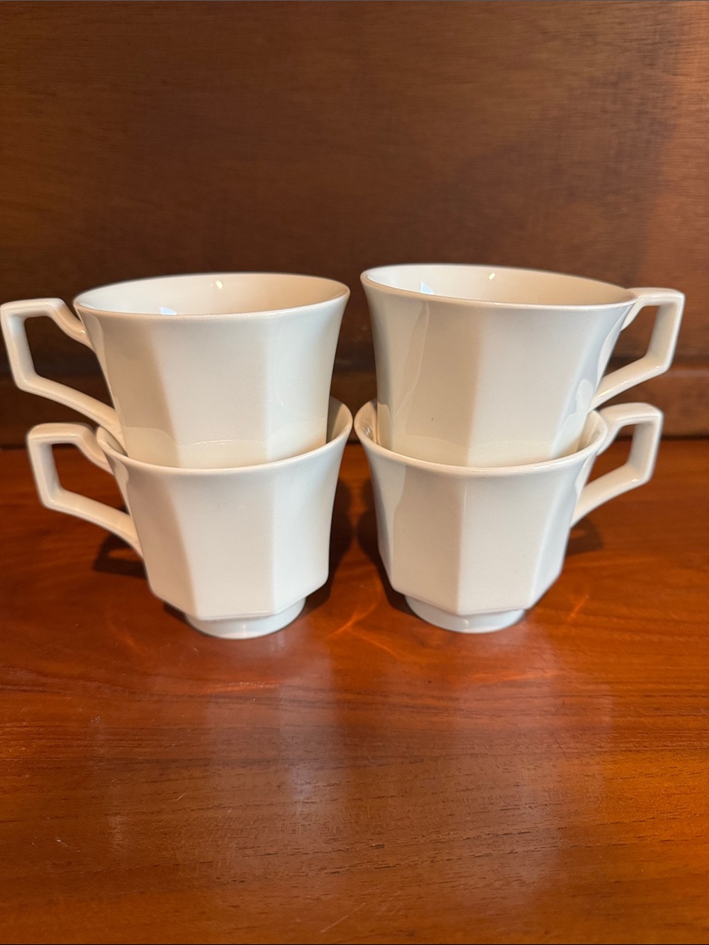 Vintage Teacups Coffee Johnson Brothers Heritage White Set of 4 Octagon England